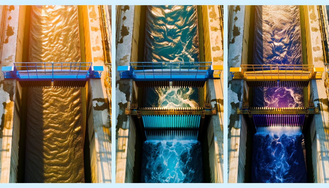 Aerial view of dam floodgates regulating water flow — a metaphor for AI governance controlling what AI systems can do